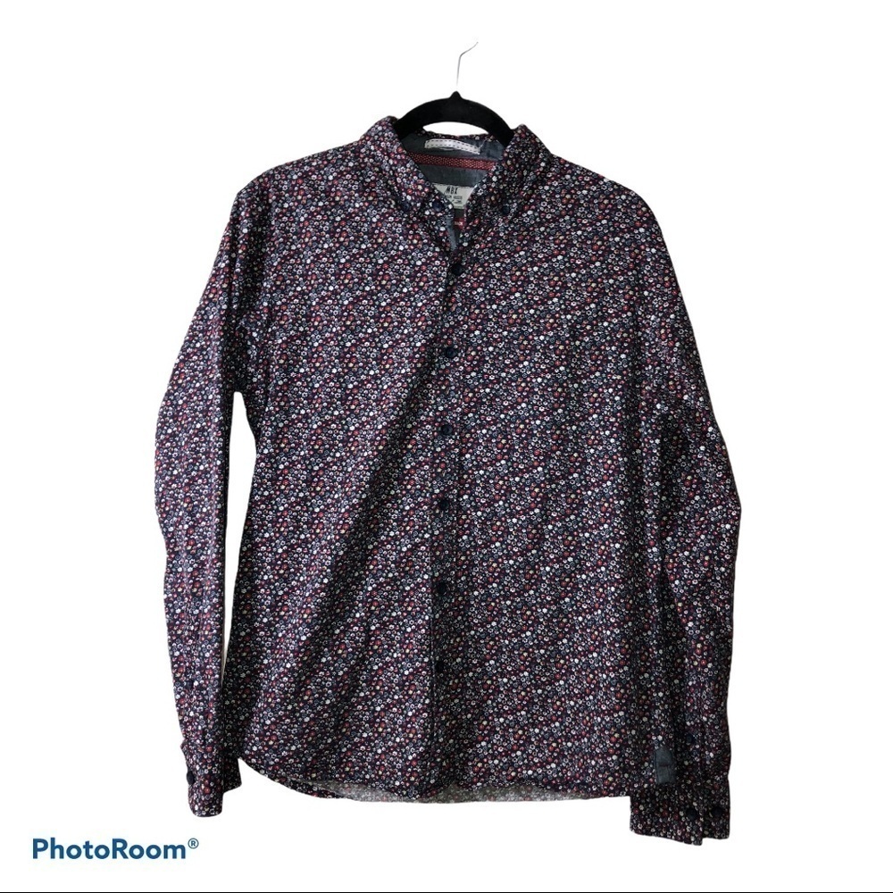 MBX Premium Good Floral Print Long Sleeve Button Down Shirt Sz S